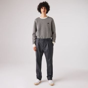 Lacoste Virgin Wool And Cashmere Blend Pleated Chino Pants - Kalhoty Pánské Šedé / Šedé | CZ-XORsFe